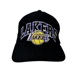 Vtg 90's Los Angeles LA Lakers Starter Wool Black Fitted Flex Hat Cap Rare
